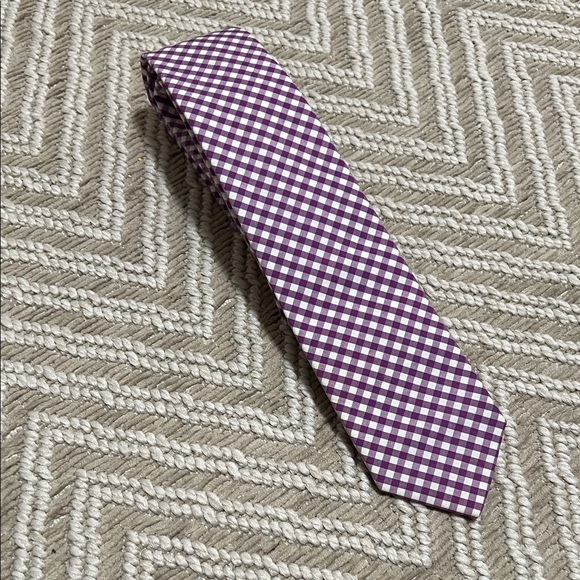 The Tie Bar Purple and White Checkered Tie - Picture 3 of 4